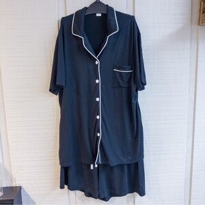 Black and White Short Sleeve Pajama Set